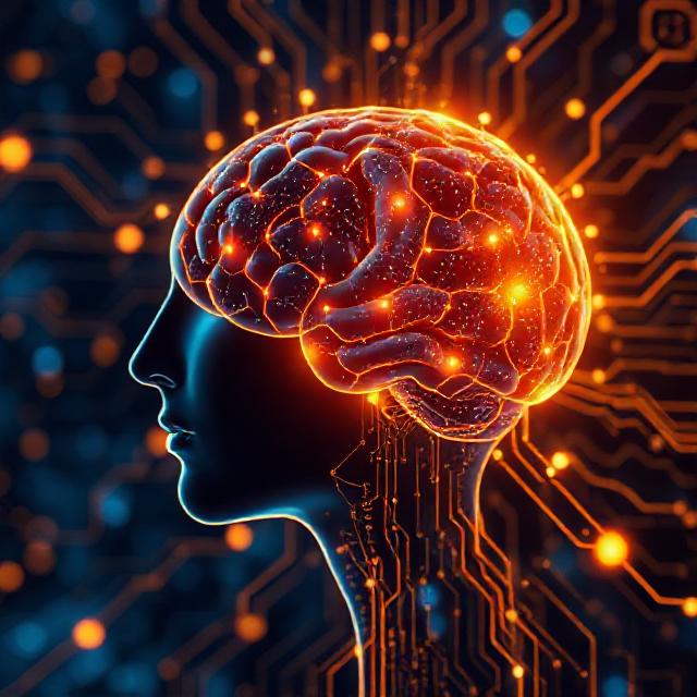 Futuristic AI technology concept with neural network